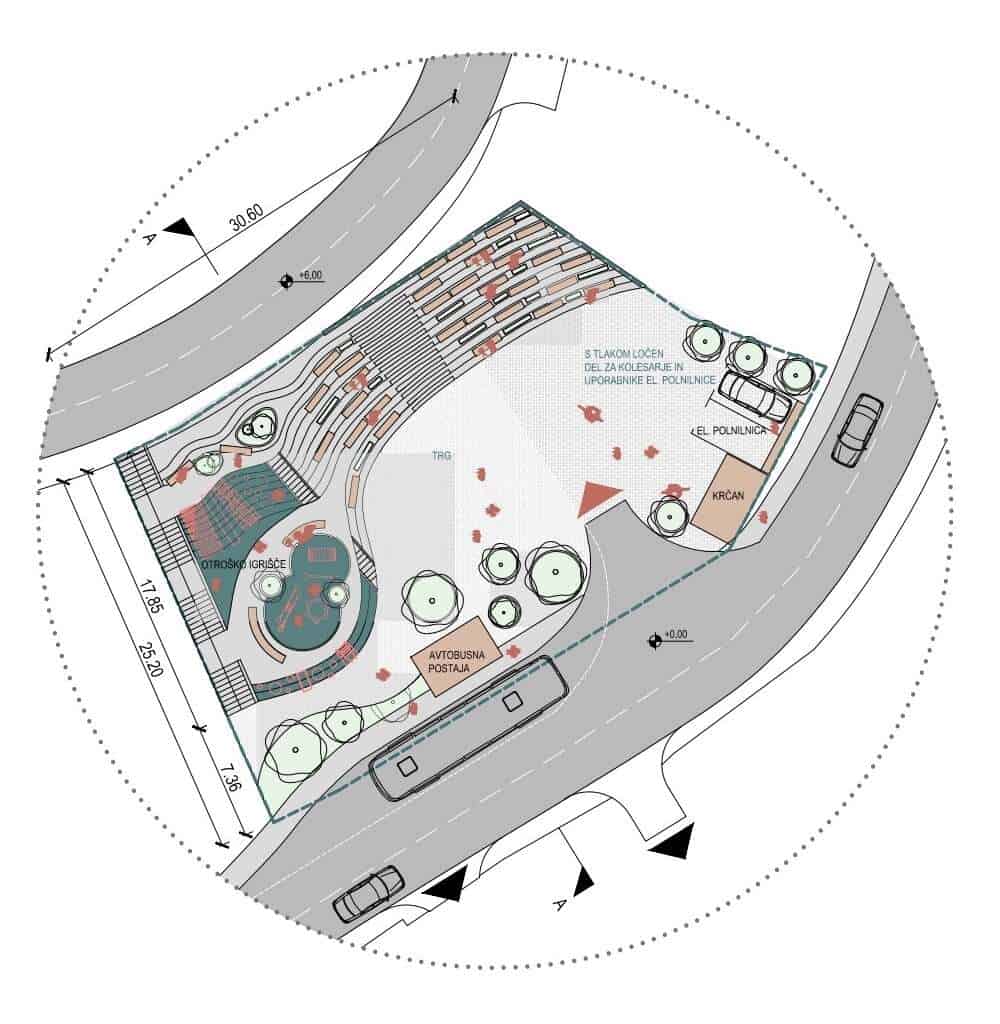 cesta skozi Leskovec načrt